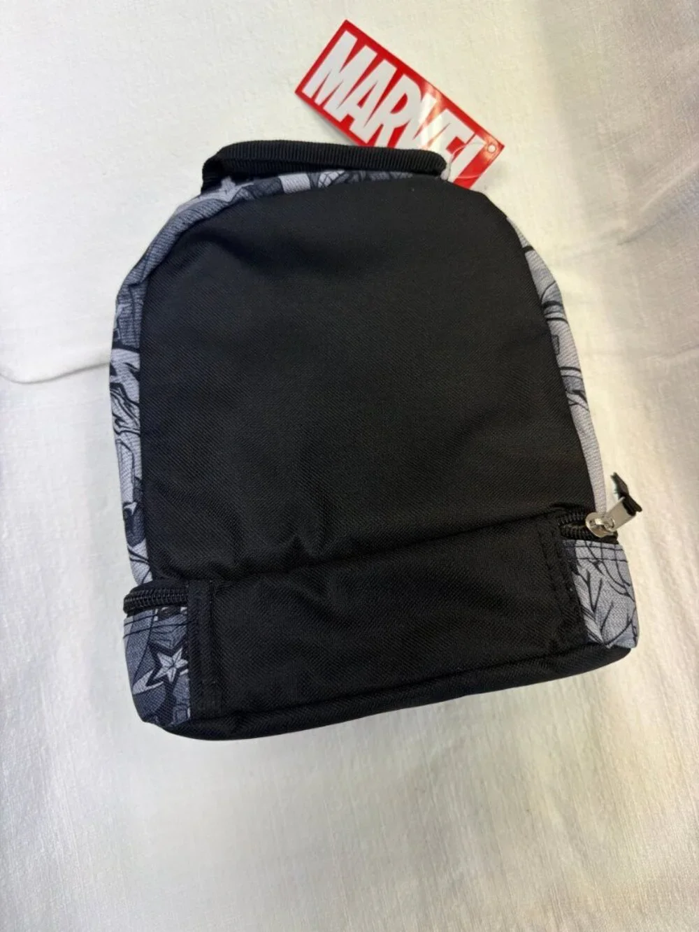 Marvel Comic Strip Backpack Black and Gray with Front Zipper Pocket